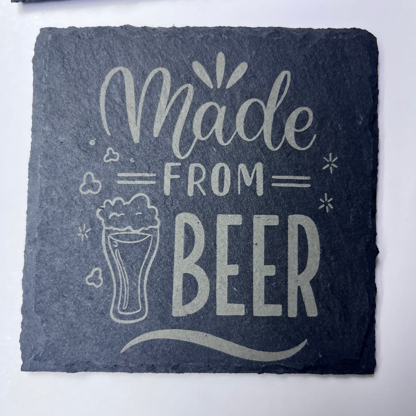 4 Personalized Slate Coasters | Laser Engraved Stone | Custom Drink Coasters | Made to Order | Housewarming Wedding Gift | Square | Circle