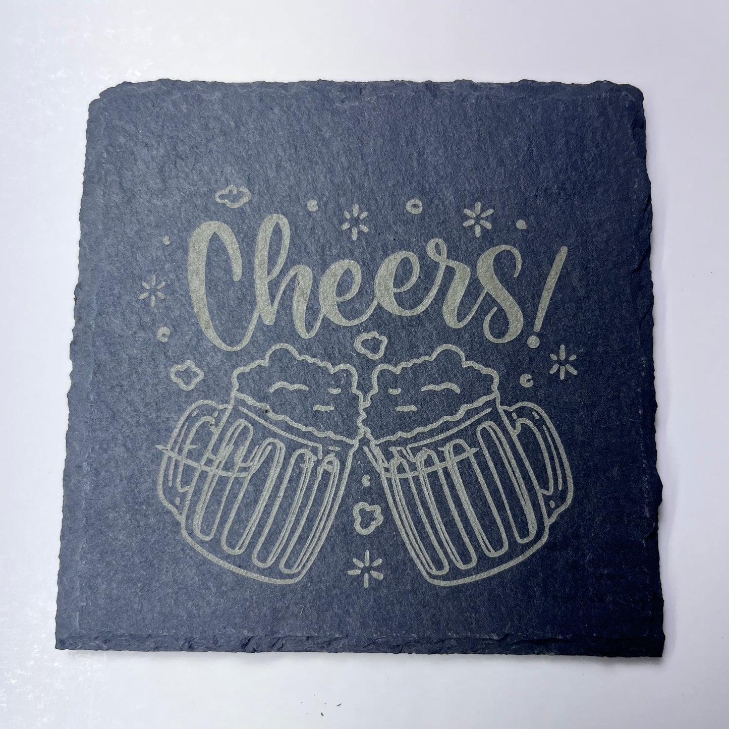 4 Personalized Slate Coasters | Laser Engraved Stone | Custom Drink Coasters | Made to Order | Housewarming Wedding Gift | Square | Circle