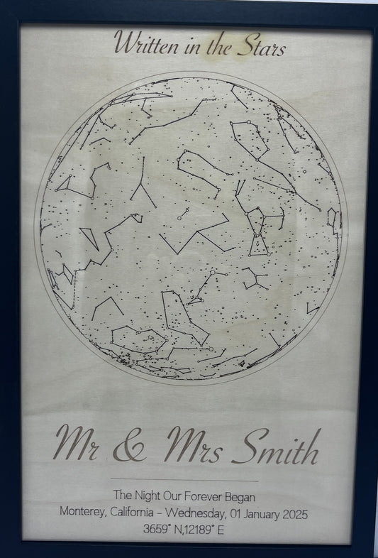 Custom Star Map Laser Engraving – Personalized Wedding & Milestone Gift - First Date - Birth Day